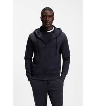 BOSS para hombre. 50555495 Sudadera con capucha y cremallera marino (L), Casual, Algodón