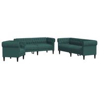 juego de sofas 3 piezas tela verde oscuro vidaxl