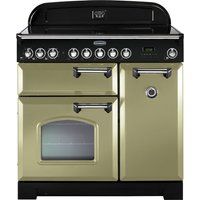 rangemaster classic deluxe 90 electric ceramic range cooker - olive green  chrome olive