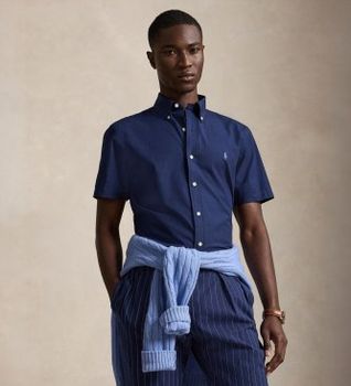 Polo Ralph Lauren para hombre. 710945315002 Camisa Custom marino (XL), Casual, Algodón, Manga larga