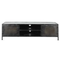 mueble de tv industrial de metal negro 150 cm