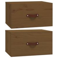 pack 2 uds mesita de noche  mesa auxiliar  mesilla de pared marron miel 40x295x22 cm