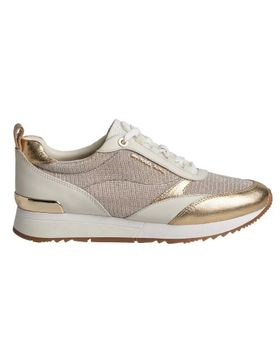 de MICHAEL KORS SNEAKERS ALLIE STRIDE DE PIEL Y MALLA DE CADENA BRILLANTE 43 BEIGE