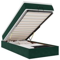 cama individual  cama para adultos  estructura de cama otomana con colchon terciopelo verde oscuro