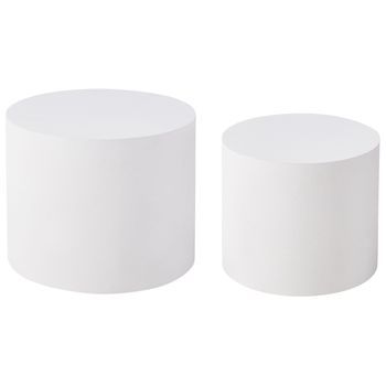 Conjunto De 2 Mesas De Centro Redondas Diseño Tradicional Mdf Blanco Manti