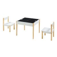 conjunto infantil de mesa y 2 sillas smedjebacken con tableros pintables - blanco  natural encasa