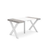 mesa consola extensible mesa comedor plegable 140 para 6 comensales patas madera maciza estilo moderno blanco y cemento