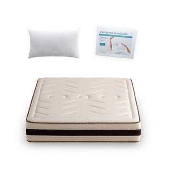 Colchón Viscoelástico 90x200 Altura 26 Cm Con Almohada Fibra De 90  Y Protector Rizo De 90, Hypna