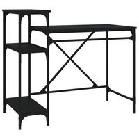escritorio con estantes madera contrachapada negro 105x50x90 cm