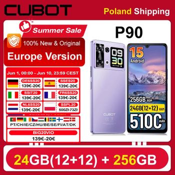 [Envío desde Polonia] Teléfono Inteligente Cubot P90, 5100 mAh, Android 15, 24 (12+12) GB + 256 GB, 6.88 Pulgadas, 120 Hz, 64 MP, Teléfono Móvil con NFC y Huella Dactilar