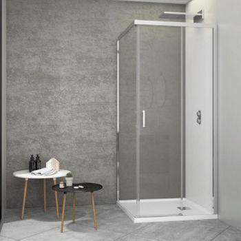Frontal De Ducha + Puerta Corredera Johnson 75 Cm Cristal Serigrafiado Sin Lateral