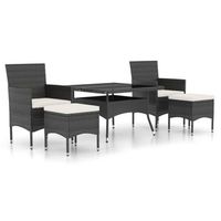 set comedor jardin 5 pzas ratan sintetico vidrio templado negro vidaxl
