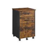 archivador de 3 cajones marron rustico y negro