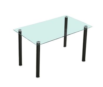 Mesa de comedor fija con sobre de cristal en negro 140x80 cm yuri negro 140 x 75 x 80 cm