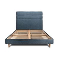 cama 2x80x200 cm con cabecero line - tejido lienzo mate