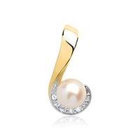 14 quilates colgante de oro amarillo perla 5 diamantes