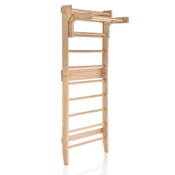 Costway Escalera de Gimnasia y Terapia Física de Pared con 10 Varillas Fijas de Material de Madera Sólida Carga 100kg Natural