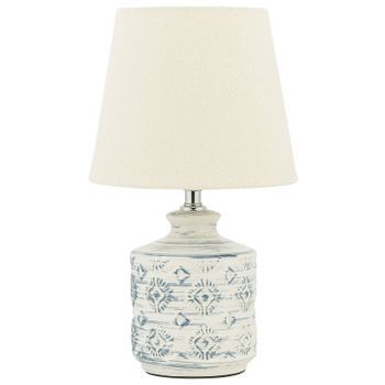 Lámpara De Mesa De Cerámica Beige Claro Azul Claro 35 Cm Pantalla De Tela Rosanna