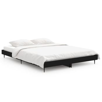 Estructura De Cama Madera Contrachapada Negra 135x190 Cm