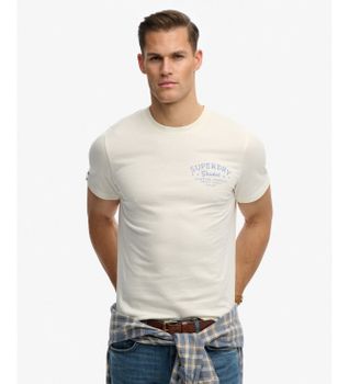 Superdry para hombre. M1012353A Camiseta Lo-fi Dockside blanco roto (XXL), Casual, Algodón, Manga corta
