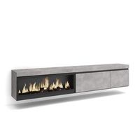 mueble tv television muebles de salon almacenaje 237x45x35 cm para tv gran formato chimenea electrica xxl colgado suspendido estilo moderno cemento