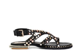 sandalias asimétricas de piel con tachuelas multicolor black 37