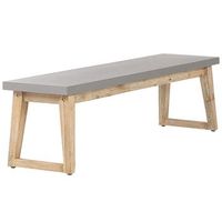 banco de jardin tablero de cemento reforzado con base de madera gris 3 plazas muebles modernos para patio