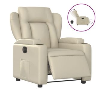 Vidaxl sillón reclinable eléctrico de cuero sintético crema