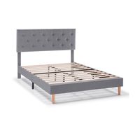 estructura de cama tapizada rosi de 30 cm 90x190 cm gris oscuro
