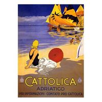 legendarte - cartel turistico vintage cattolica - cuadro lienzo impresion digital cm 50x70
