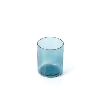 Vaso de vidrio en azul 8x8x10 cm