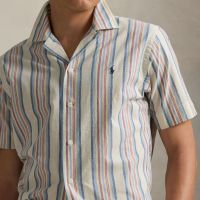 polo ralph lauren cotton-chambray stripe shirt - l
