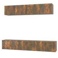 set de muebles de tv  muebles de salon 5 pzas madera contrachapada roble ahumado cfw18255