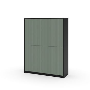 Aparador alto en melamina y mdf negro/verde salvia