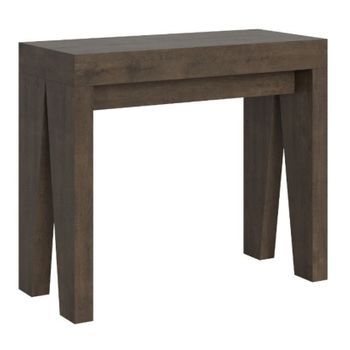 Consola Extensible De Madera De Nogal 8 Plazas 40 A 196 Cm Naxo-soporte 2 Pies