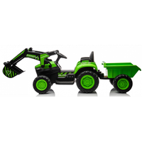 excavadora con remolque ataa stone 12v verde - tractor electrico infantil para ninos de bateria con mando control remoto