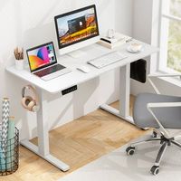 escritorio electrico oficina mesa elevable tablero 4 funciones memoria 2 ganchos para colgar 120x60x73-122 cm blanco cfw18872