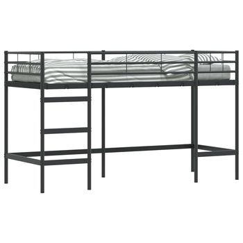 Cama Individual | Estructura De Litera Para Niños Negro 74,5 X 190 Cm Acero