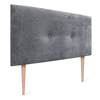 Dhome Cabecero De Pana Liso Con Botones 90x105 Con Patas Camas 80/90 - Gris Oscuro