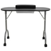mesa de manicura plegable con ruedas negra