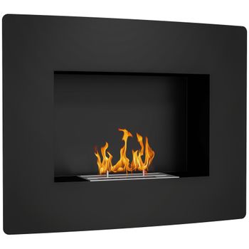 HOMCOM Chimenea de Bioetanol de Pared para Interiore con Tanque de 0,9 L Tiempo de Combustión 3,3H 15-20 m² 66x16x52 cm Negro   Aosom España