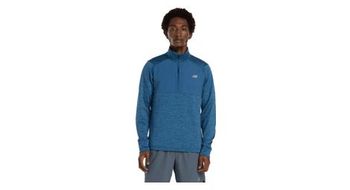 Camiseta termica new balance athletics heat grid blue  1 2 cremallera  hombre