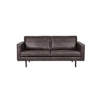 rodeo 2 seater leather sofa in black by bepurehome