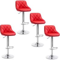 juego de 4 taburetes de bar con respaldo cuero sintetico39 x 47 x 104 cmregulable en altura rojowoltu