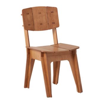 Silla de comedor con respaldo con juntas de espiga madera marrón