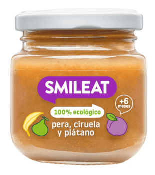 Smileat Tarrito de Pera, Ciruela y Plátano ECO +6m 130 gr