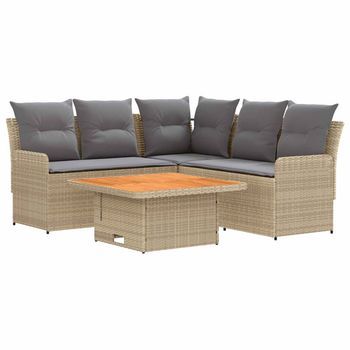 Juegos De Muebles 4 Uds. Beige Y Gris Claro Ratán Sintético Vidaxl