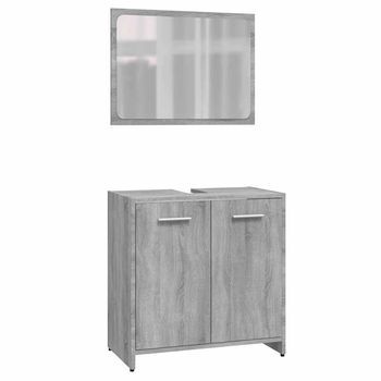 Set De Muebles De Baño Madera Contrachapada Gris Sonoma Vidaxl
