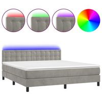estructura de cama led con cabecero con somier y cubrecolchon 160x200 cm tela de terciopelo gris claro tdl0207820