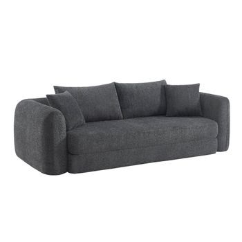 Sofá Cama Envasado Al Vacío De Borreguito Texturizado, 3 Plazas, Gris